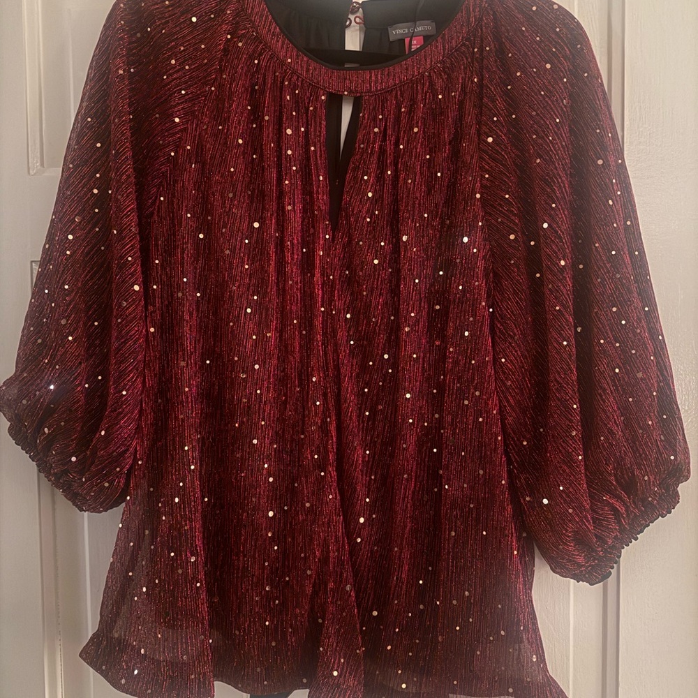 Vince Camuto Burgundy Sequin Blouse